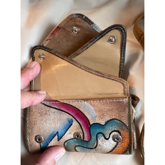 Sam Sam Vintage Hand Painted Crossbody AND Matching Wallet - Picture 10 of 15